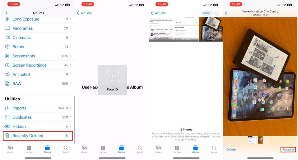 定安苹果14维修分享 iPhone14 上恢复已删除的照片 