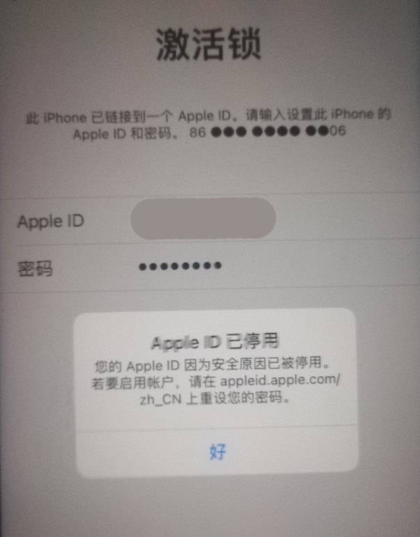 定安苹果手机维修分享iPhone 12 出现提示“Apple ID 已停用”怎么办 